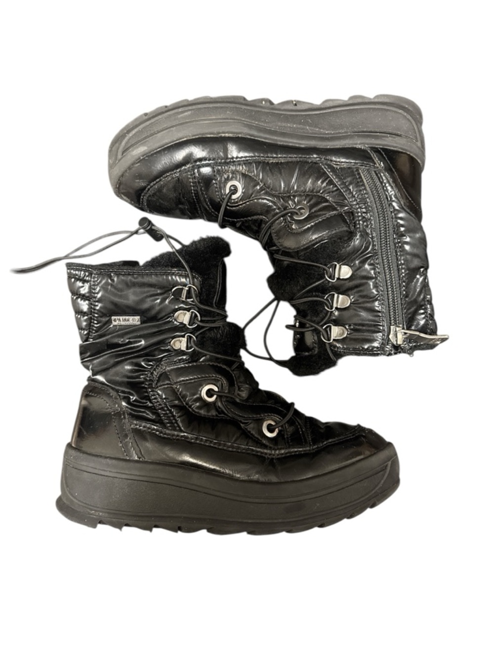 Pajar Black Quilted Platform Winter Boots Size 2.5-3